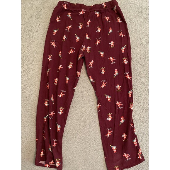 Old Navy L Large Red Santa Flannel Drawstring Cotton Pajama Lounge Pants - Picture 5 of 7